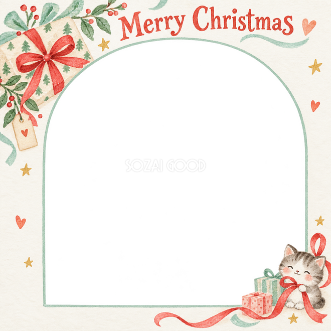 小さな赤いリボンのクリスマス枠