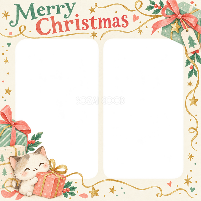 細い金の飾りのクリスマス枠