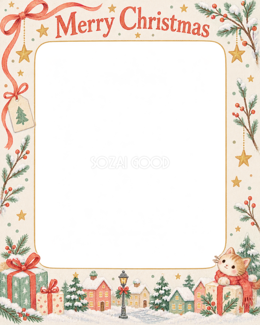 冬の枝と星のクリスマス枠