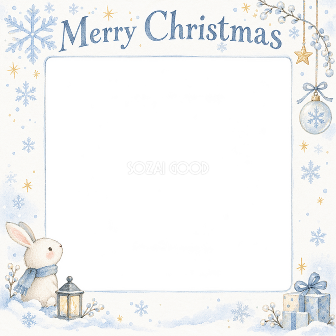 淡い雪の結晶のクリスマス枠