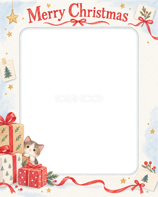 小さな赤いリボンのクリスマス枠