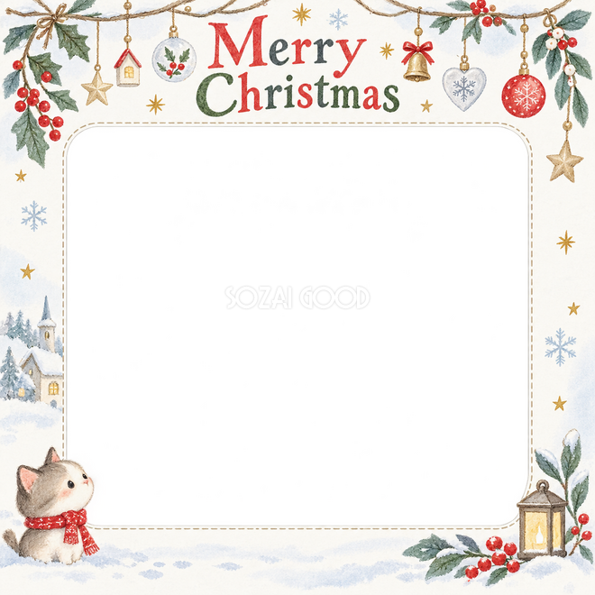 冬の葉と実のクリスマス枠