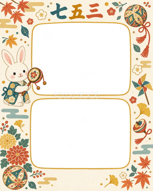 うさぎとでんでん太鼓の七五三枠