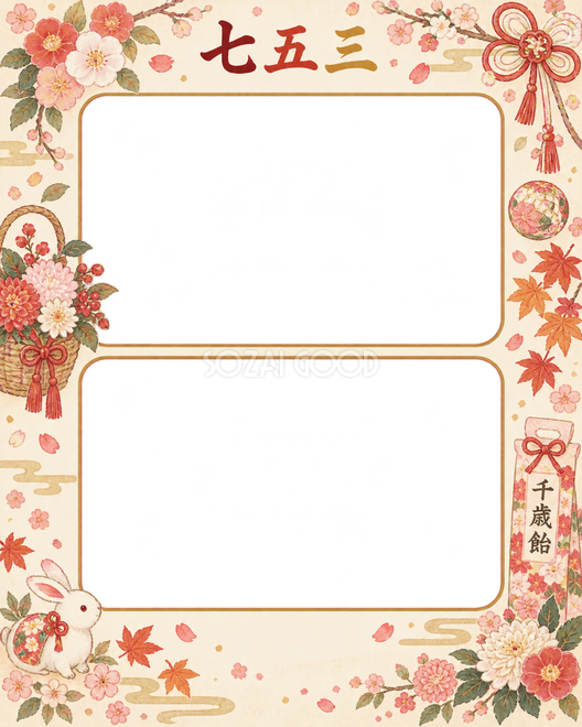 花かごと千歳飴の七五三枠