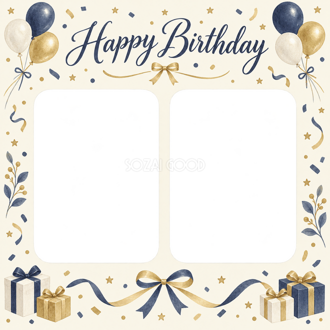 紙吹雪と風船の誕生日枠