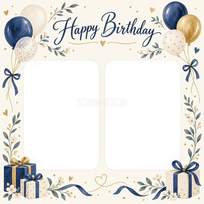 風船と贈り物の誕生日枠