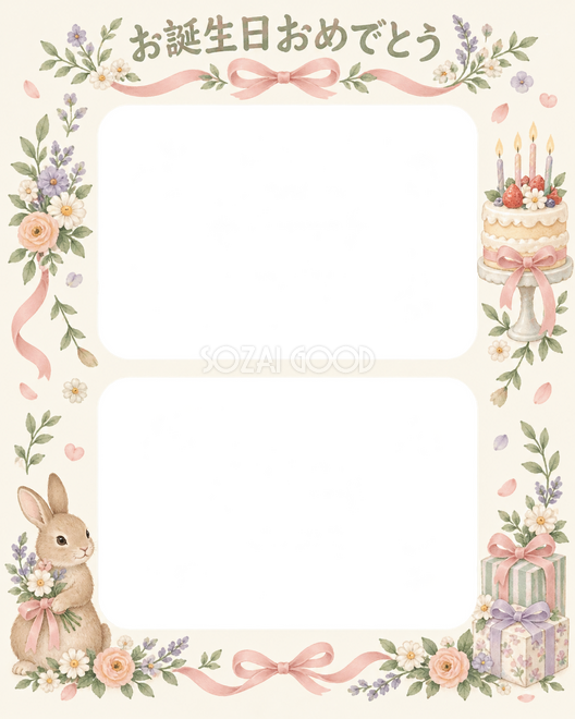 リボンとケーキの誕生日枠