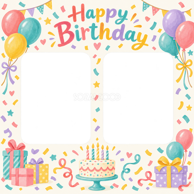 紙吹雪と風船の誕生日枠