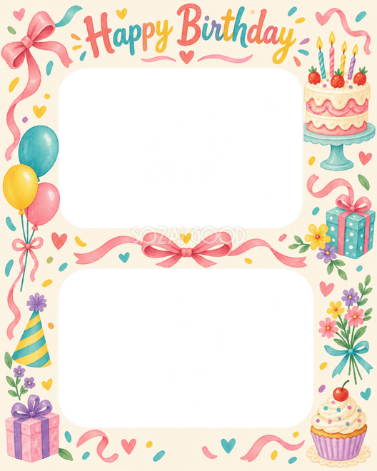 リボンとケーキの誕生日枠 リボンとケーキの誕生日枠