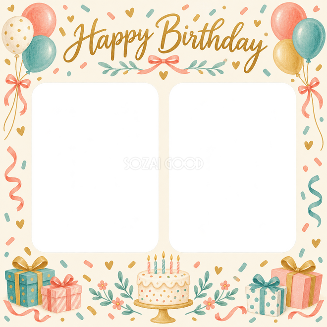 紙吹雪と風船の誕生日枠