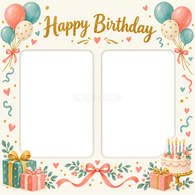 風船と贈り物の誕生日枠