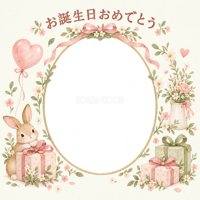 贈り物と小花の誕生日枠 贈り物と小花の誕生日枠
