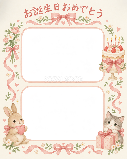 リボンとケーキの誕生日枠