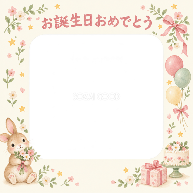 小花と星の誕生日枠 小花と星の誕生日枠