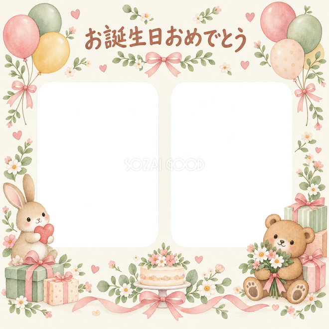 風船と贈り物の誕生日枠