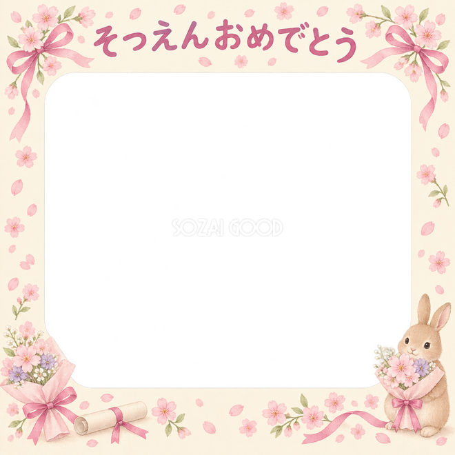 花束とリボンの卒園・卒業枠