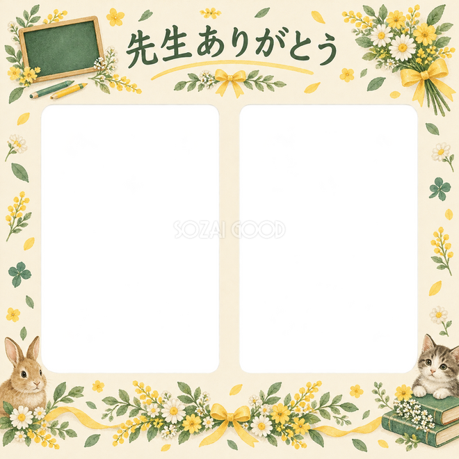 並んだ記念写真の卒園・卒業枠