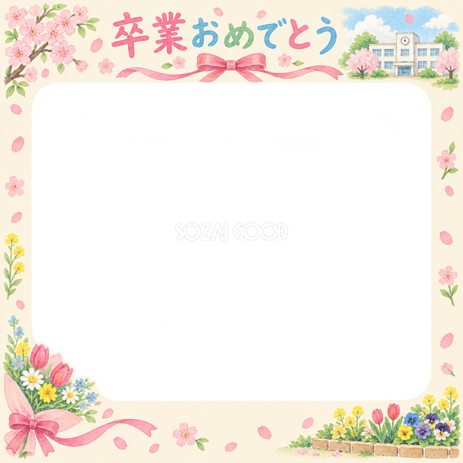 花束とリボンの卒園・卒業枠
