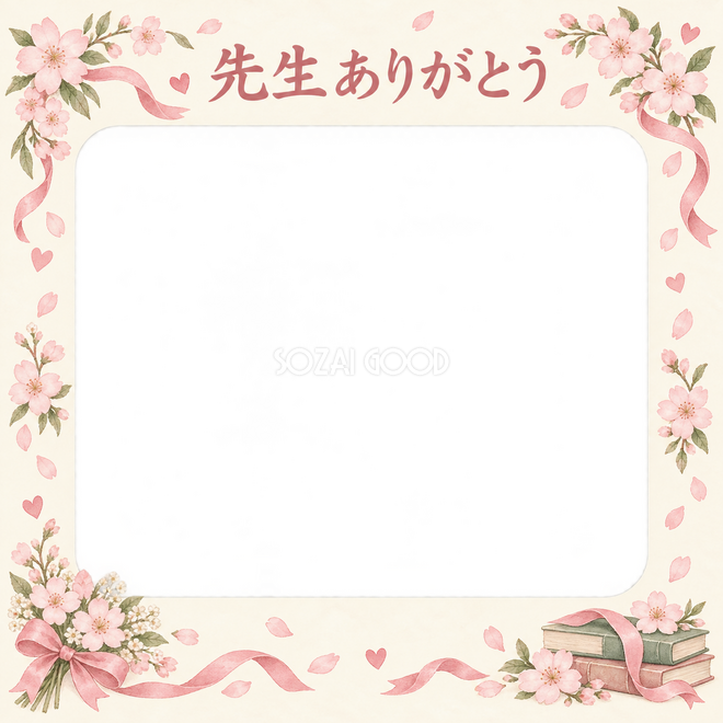 桜とリボンの卒園・卒業枠