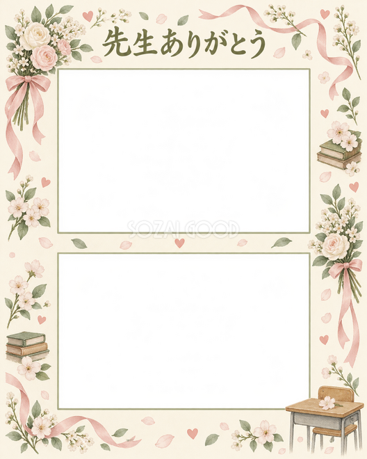 縦に並ぶ記念写真の卒園・卒業枠