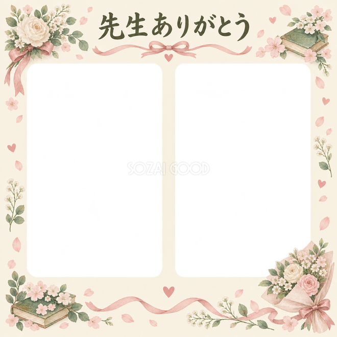 並んだ記念写真の卒園・卒業枠