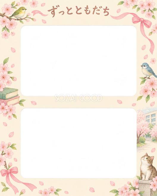 縦に並ぶ記念写真の卒園・卒業枠