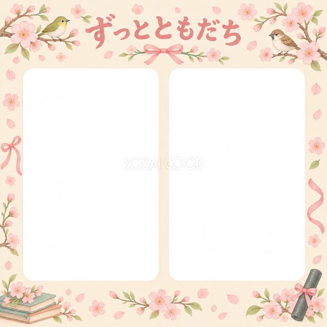 並んだ記念写真の卒園・卒業枠