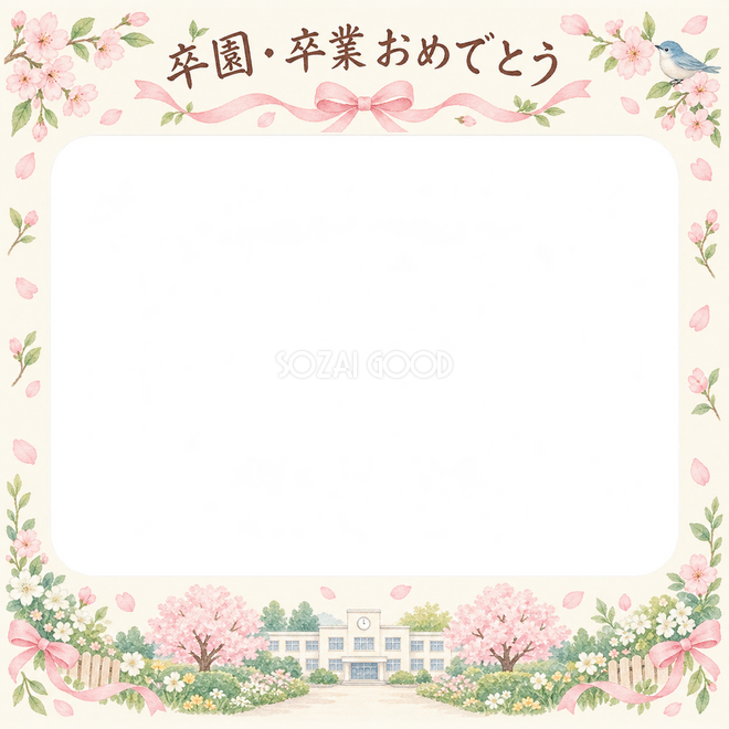 桜とリボンの卒園・卒業枠