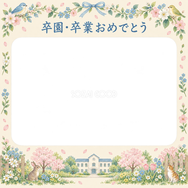 花のガーランドの卒園・卒業枠