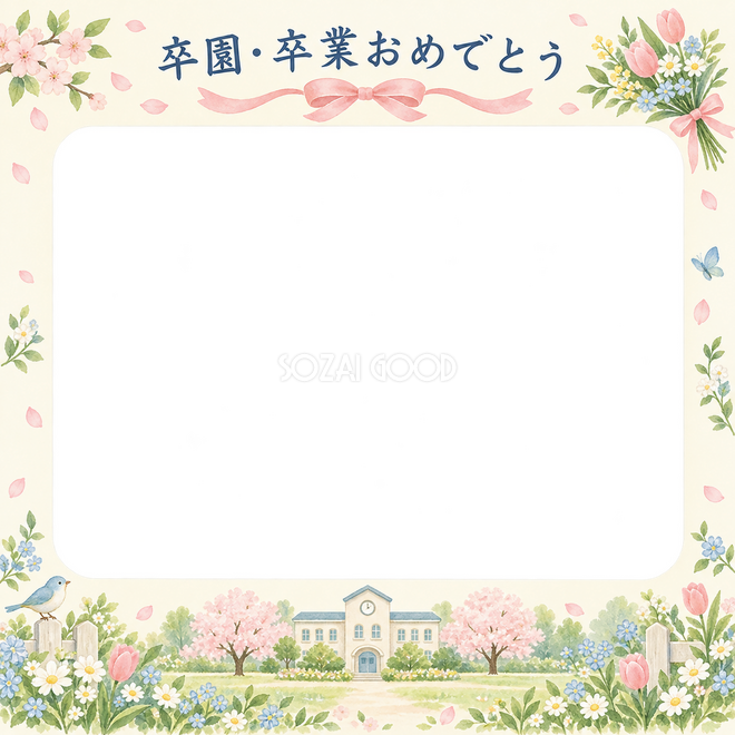 花束とリボンの卒園・卒業枠