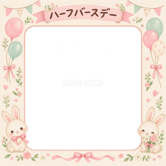 うさぎとリボンの写真枠 うさぎとリボンの写真枠