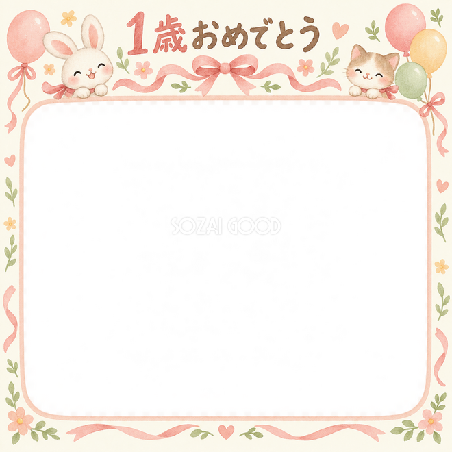 うさぎとリボンの写真枠 うさぎとリボンの写真枠