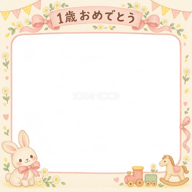 うさぎとリボンの写真枠 うさぎとリボンの写真枠
