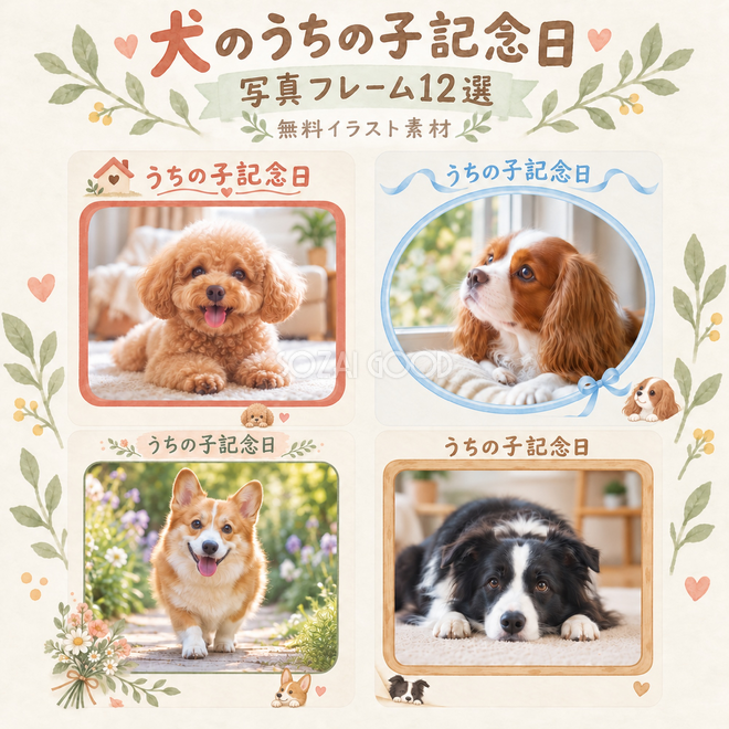 犬のうちの子記念日写真枠12選 犬のうちの子記念日写真枠12選