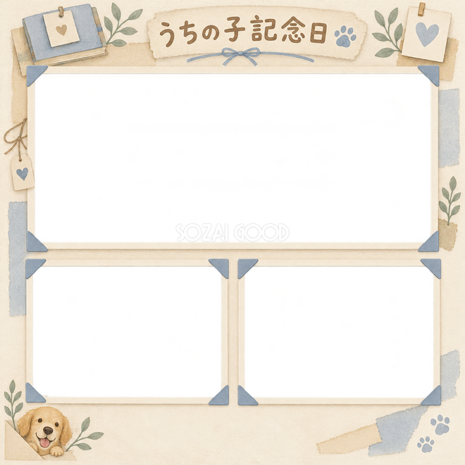 ゴールデンレトリバーのうちの子記念日写真枠