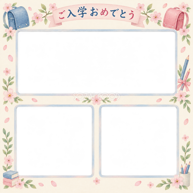 入学の3枚写真枠