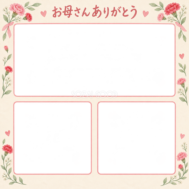 母の日の3枚写真枠