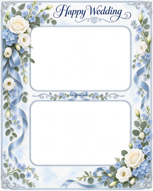 ブルーの結婚写真枠2枚用