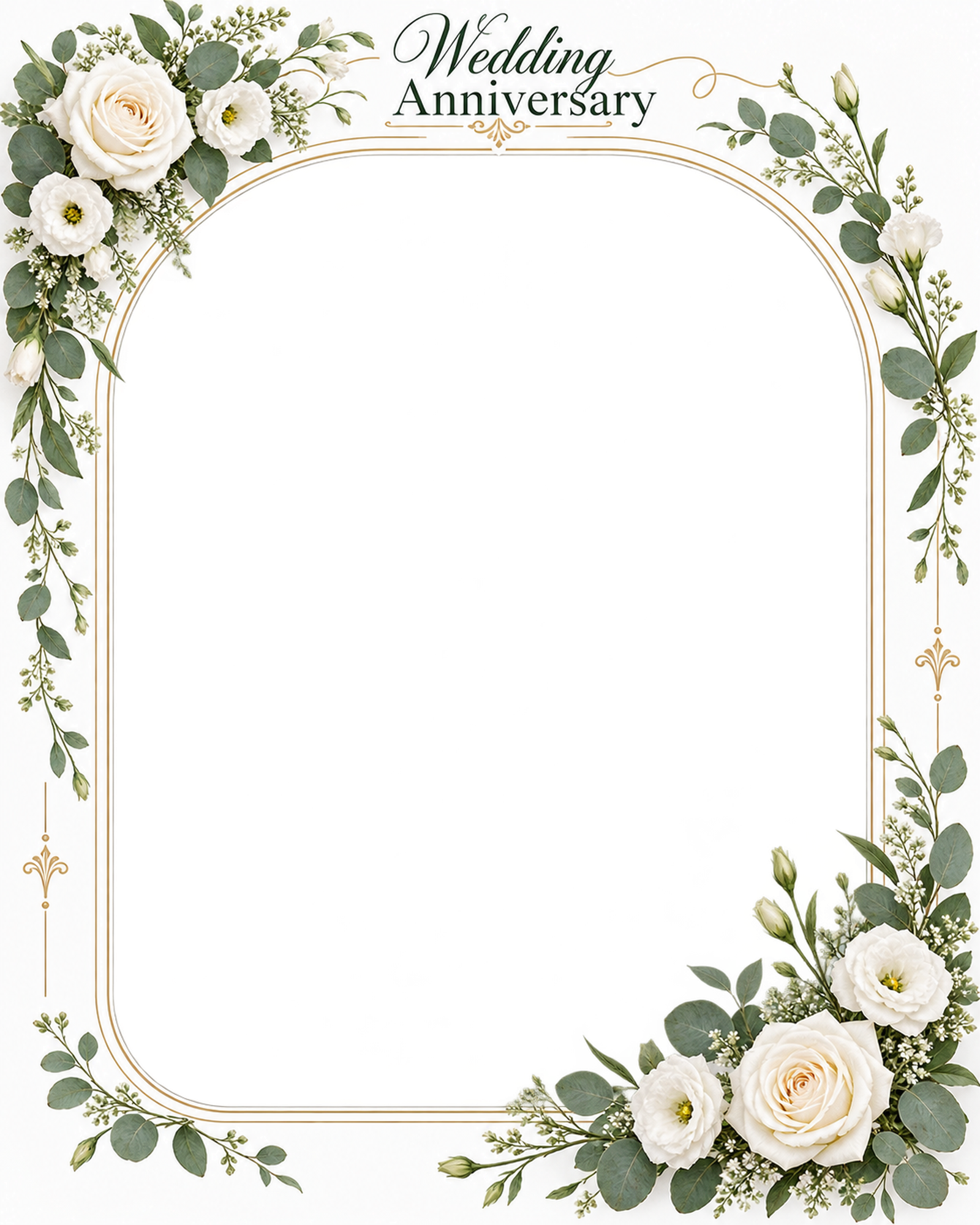 白い花のアーチ｜結婚写真フレーム・やさしい花のゆるやかな花輪の無料イラスト 101239に写真・文字を入れる