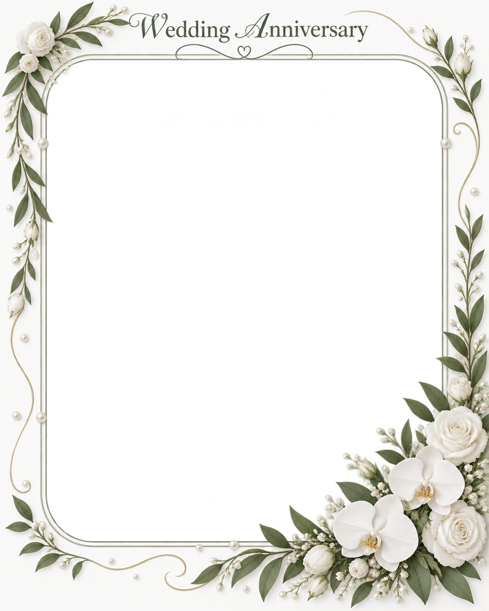 白い花冠と曲線の枠｜結婚写真フレーム・やさしい花のゆるやかな花輪の無料イラスト 101291に写真・文字を入れる