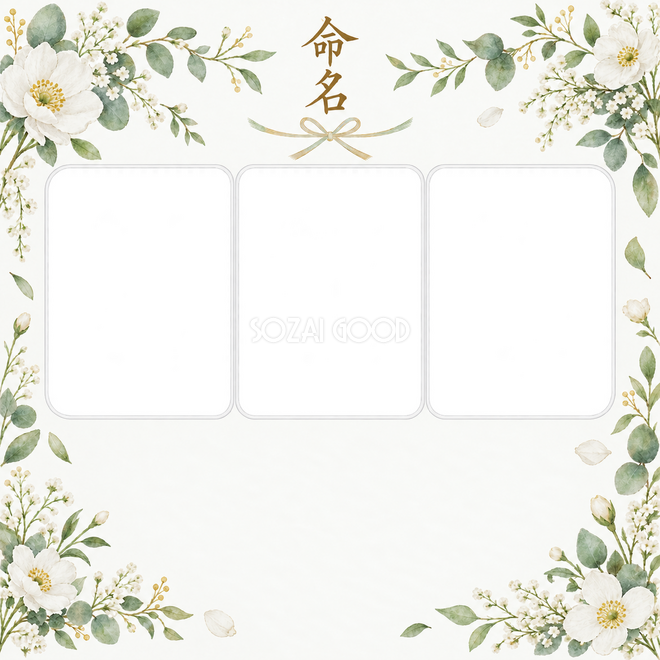 写真入り命名書の3枚写真枠