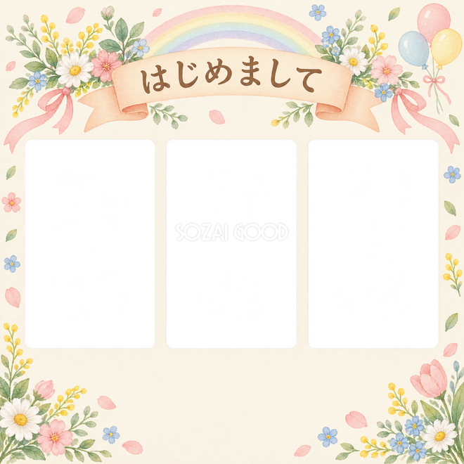 きょうだいの出産報告の3枚写真枠