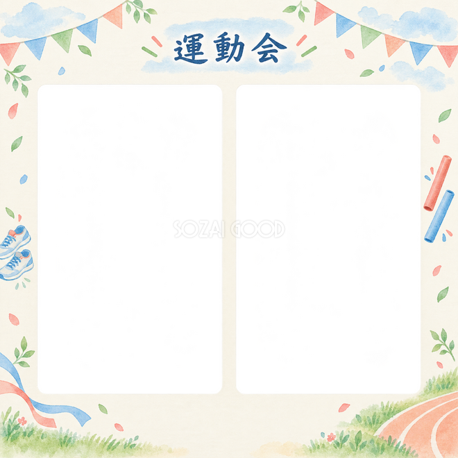 かけっこの2枚写真枠 かけっこの2枚写真枠