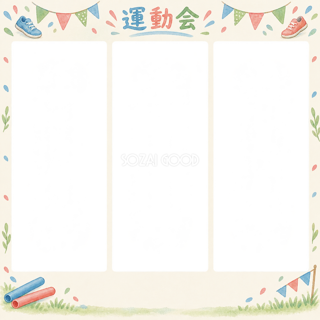 かけっこの3枚写真枠 かけっこの3枚写真枠