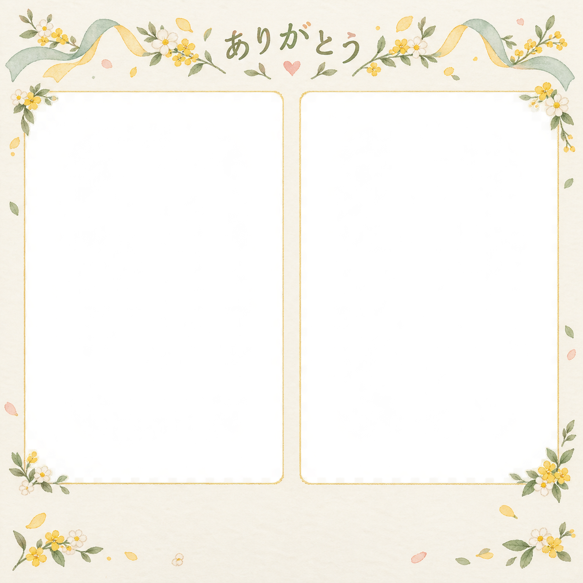 先生への写真フレーム｜花と小さな文房具・写真2枚の思い出の無料イラスト素材 101414に写真・文字を入れる