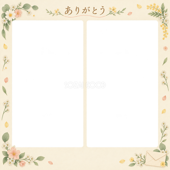 ありがとうの2枚写真枠