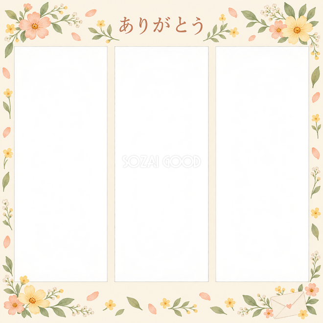 ありがとうの3枚写真枠