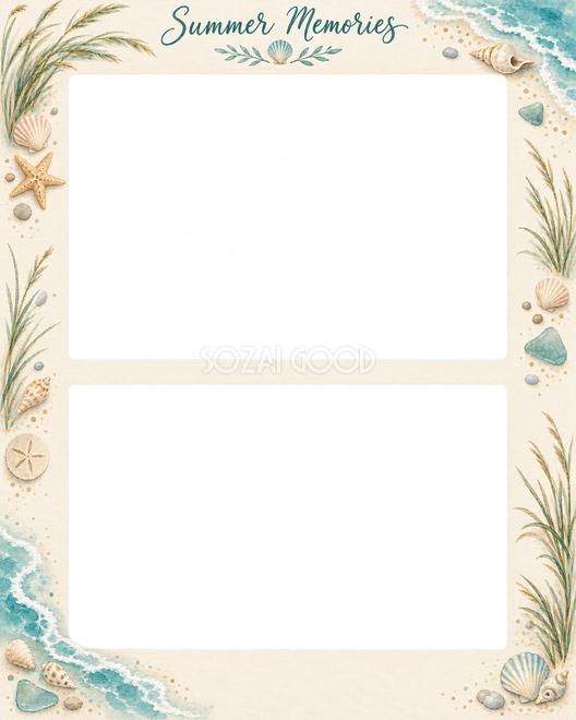 海の思い出の2枚写真枠