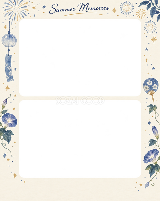 花火の思い出の2枚写真枠 花火の思い出の2枚写真枠