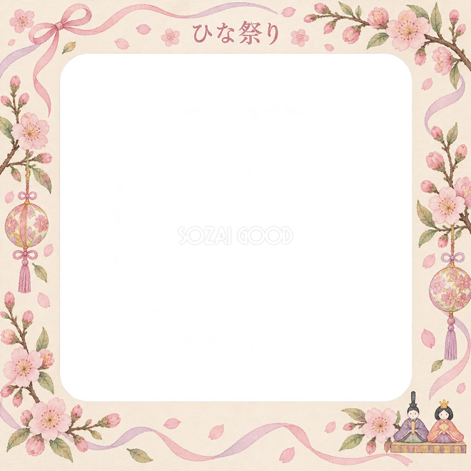 ひな祭りの1枚写真枠 ひな祭りの1枚写真枠